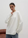 260G Fine Comb Cotton Solid Long-Sleeved T-Shirt Women Hot Loose Leisure Collar Top High Quality HZ1208