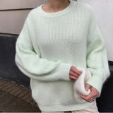 Autumn And Winter Ins Style Imitation Marince Sweater Women Lazy Style Temperament Loose Ultra-Soft Knitted Tops Women HZ1208