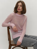 2025 Spring And Summer New Thin Sweater Hoodie Women's Round Collar Perspective Basic Knitwear Candy Color HZ1208