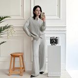 Hot White With Soft Knitted Cardigan Female Retro Buckle Gray Wool Sweater Coat In Wind HZ1208