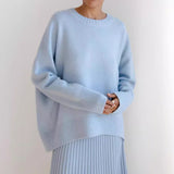 Autumn And Winter Explosion Of Women's Knitted Shirt Round-Neck Solid Color Loose Sweater HZ1208