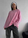260G Fine Comb Cotton Solid Long-Sleeved T-Shirt Women Hot Loose Leisure Collar Top High Quality HZ1208