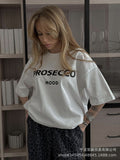 2025 Hot Letter-Print T-Shirt Women's Cotton Collar Loose Short-Sleeved Top INS Style HZ1208