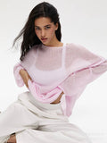 2025 Spring And Summer New Hollow Sweater Women Wind Soft Loose Knitted Long-Sleeved Clothing Hot HZ1208
